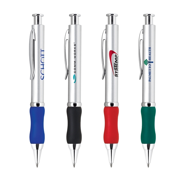 Click-action brass ballpoint pen with a smooth satin finish barrel with... from ASI 68190 Lungsal / Lungsal