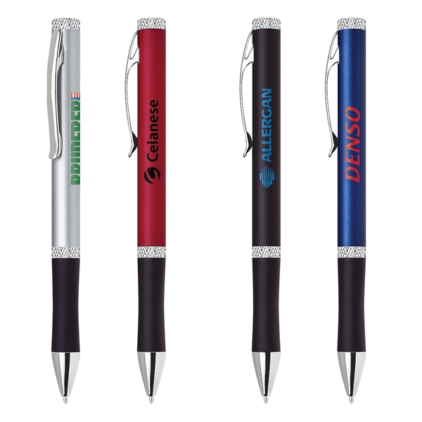 Aluminum twist-action ballpoint pen with a diamond cut middle ring and... from ASI 68190 Lungsal / Lungsal