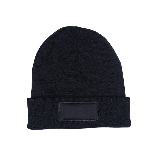 7.5" x 8.5" 100% knit acrylic beanie cap with cotton patch... from ASI 79530 Prime Line