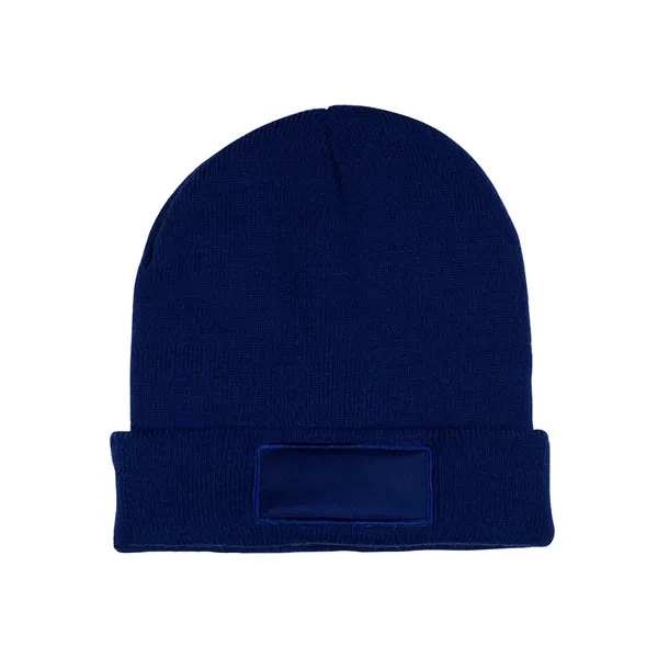 7.5" x 8.5" 100% knit acrylic beanie cap with cotton patch... from ASI 79530 Prime Line
