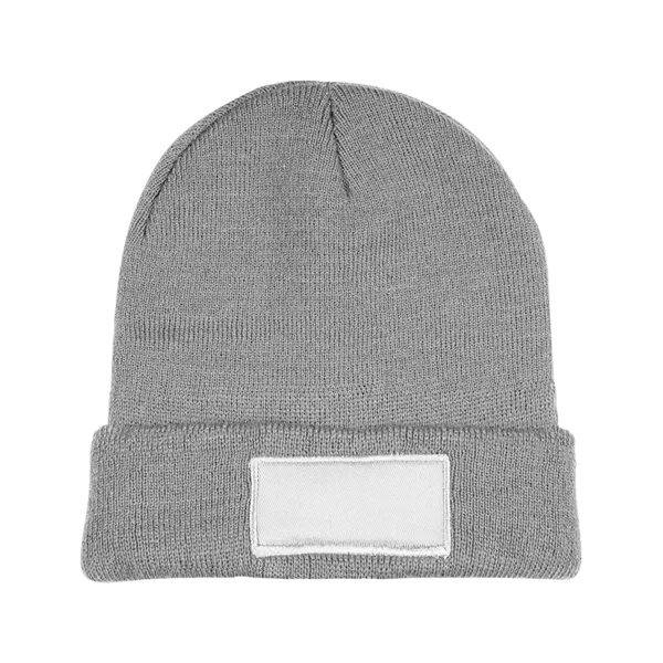 7.5" x 8.5" 100% knit acrylic beanie cap with cotton patch... from ASI 79530 Prime Line