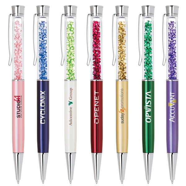 Brass twist-action ballpoint pen available in several colors with crystals that... from ASI 68190 Lungsal