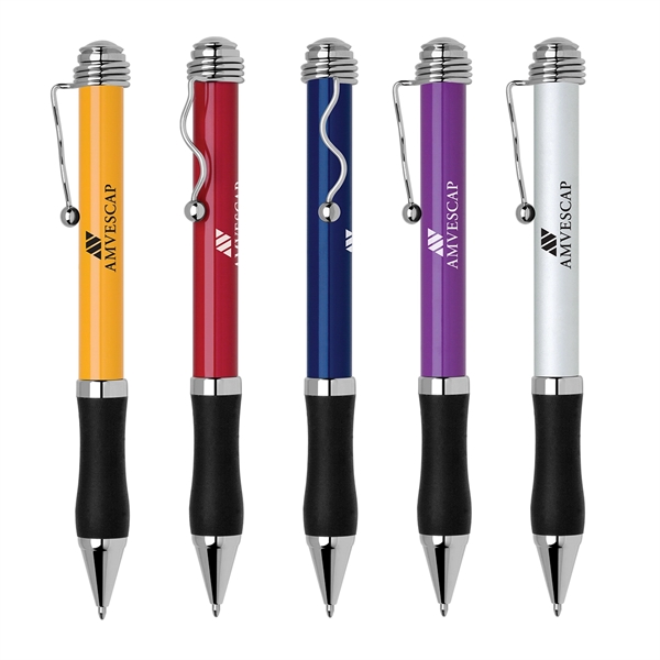 Aluminum twist-action pen with a bold color barrel, comfort rubber grip,... from ASI 68190 Lungsal / Lungsal