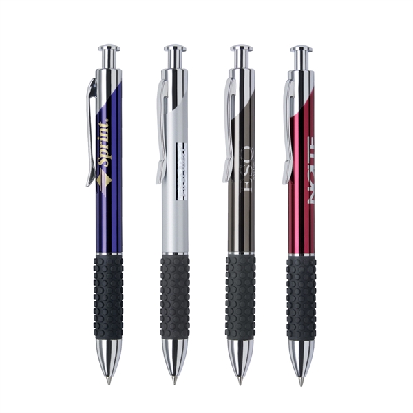 Metal click-action ballpoint pen with a lacquer/gunmetal or satin chrome finish,... from ASI 68190 Lungsal / Lungsal