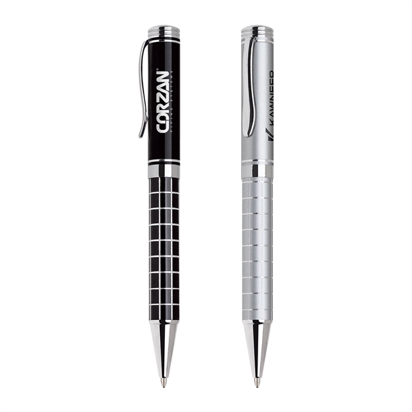 Aluminum twist-action pen with a refined grid barrel design and sleek... from ASI 68190 Lungsal / Lungsal