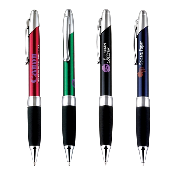 Metal twist-action ballpoint pen with a bright metallic color barrel, soft... from ASI 68190 Lungsal / Lungsal