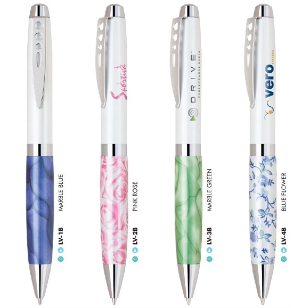 Twist-action heavyweight brass ballpoint pen with chrome clip and accents, pearl... from ASI 68190 Lungsal / Lungsal