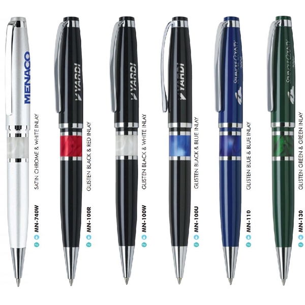 Chrome-plated brass twist-action pen with a high-gloss lacquer finish and resin... from ASI 68190 Lungsal / Lungsal