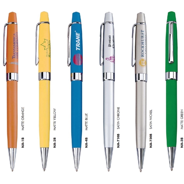 Vibrant fashion colored ballpoint pen with a chrome-plated clip and accents.... from ASI 68190 Lungsal / Lungsal