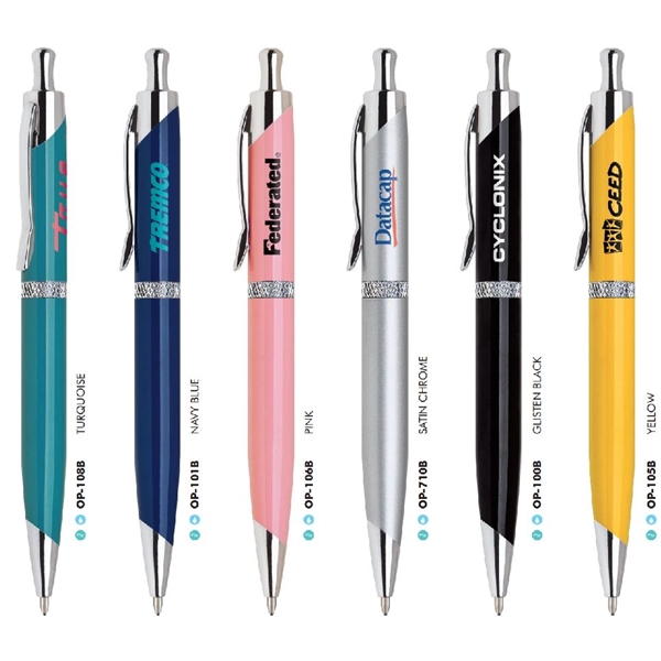 Brass click-action ballpoint pen with diamond cut bands and silver trims.... from ASI 68190 Lungsal / Lungsal