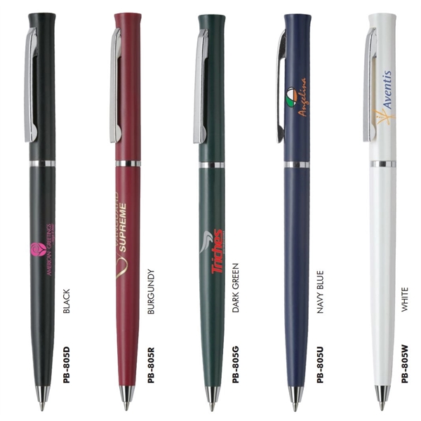 Ultra-slim plastic twist-action pen with a solid opaque color and a... from ASI 68190 Lungsal / Lungsal