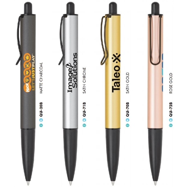 Brass ballpoint pen with click-action mechanism, metallic barrel and black grip,... from ASI 68190 Lungsal / Lungsal