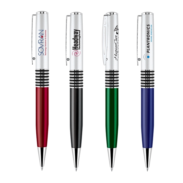 Twist-action ballpoint pen with a chrome clip and accents, a silver... from ASI 68190 Lungsal / Lungsal