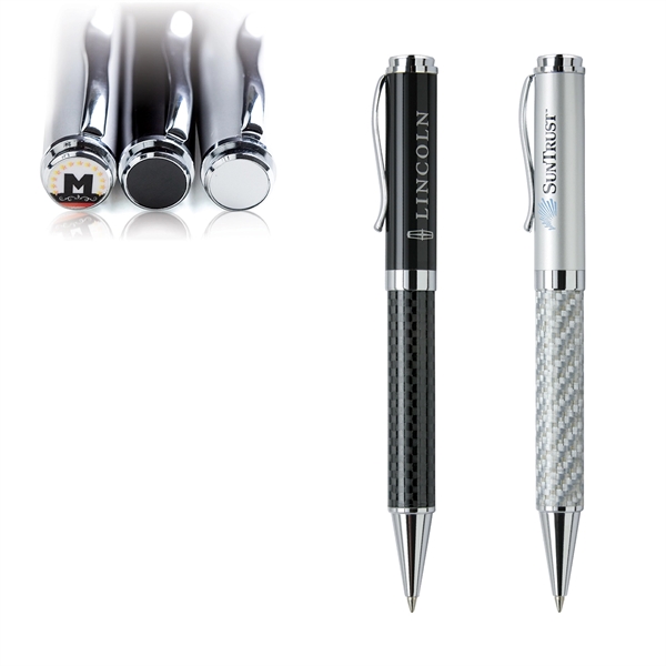 Solid brass twist-action ballpoint pen with a carbon fiber barrel featuring... from ASI 68190 Lungsal / Lungsal