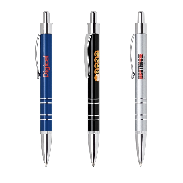Aluminum click-action ballpoint pen with a slim and sleek barrel featuring... from ASI 68190 Lungsal / Lungsal