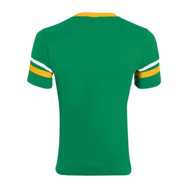 V-neck jersey with striped sleeves. Blank product.... from ASI 84358 S&S Activewear