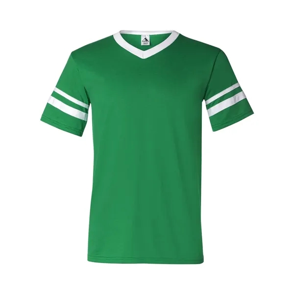 V-neck jersey with striped sleeves. Blank product.... from ASI 84358 S&S Activewear