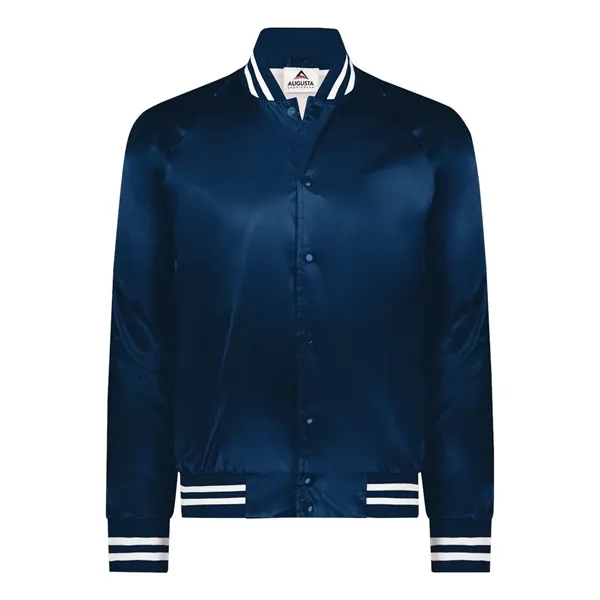 Satin Baseball Jacket Striped Trim... from ASI 84358 S&S Activewear