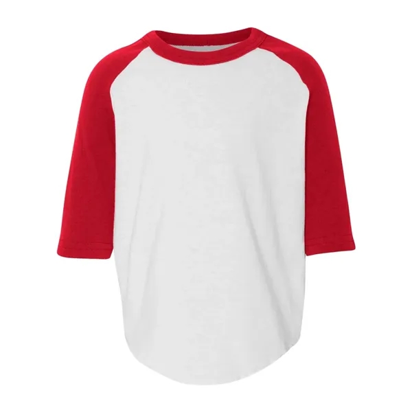 Cotton/polyester baseball jersey T-shirt with 3/4 raglan sleeves and fishtail bottom.... from ASI 84358 S&S Activewear