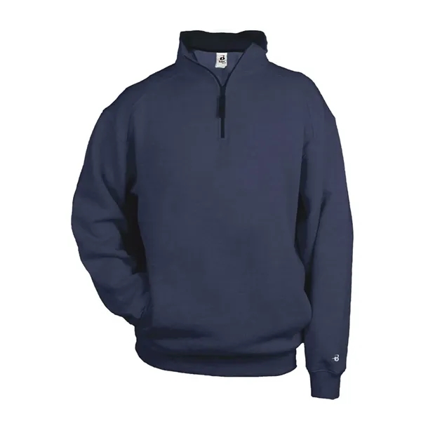Quarter-zip pullover made of ring-spun cotton/polyester fleece featuring a hidden tunnel... from ASI 84358 S&S Activewear