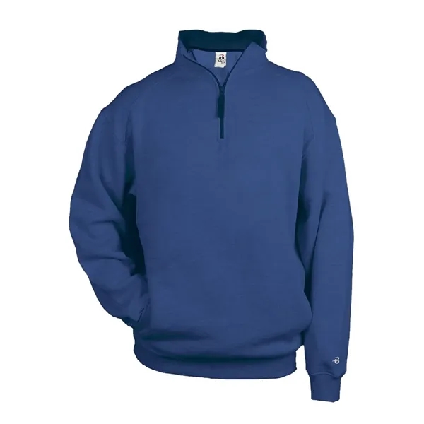 Quarter-zip pullover made of ring-spun cotton/polyester fleece featuring a hidden tunnel... from ASI 84358 S&S Activewear