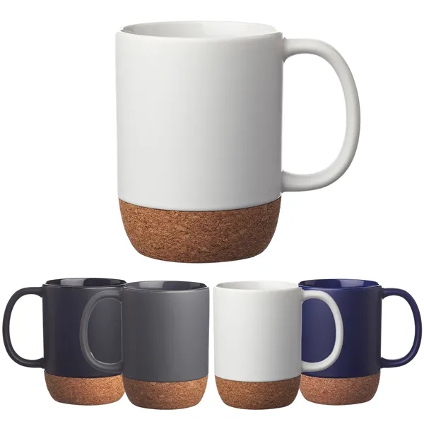 15 oz. ceramic mug with matte finish and cork bottom with... from ASI 37218 Athena Promo (tm)