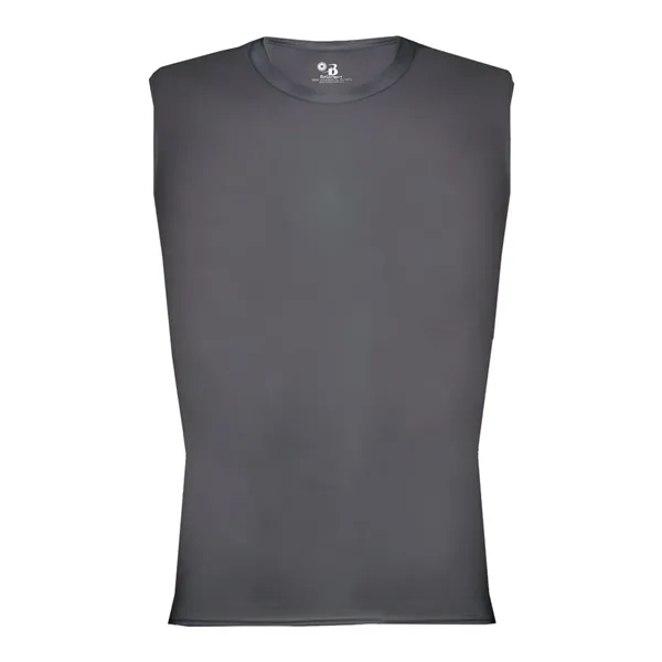 Sleeveless compression tee with stretch body fit, self-fabric collar, and double-needle... from ASI 84358 S&S Activewear