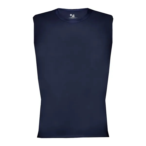 Sleeveless compression tee with stretch body fit, self-fabric collar, and double-needle... from ASI 84358 S&S Activewear