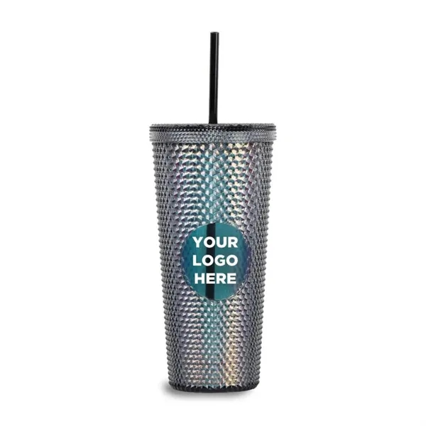 24 oz. Black diamond tumbler with straw.... from ASI 42016 Brighter Promotions Inc