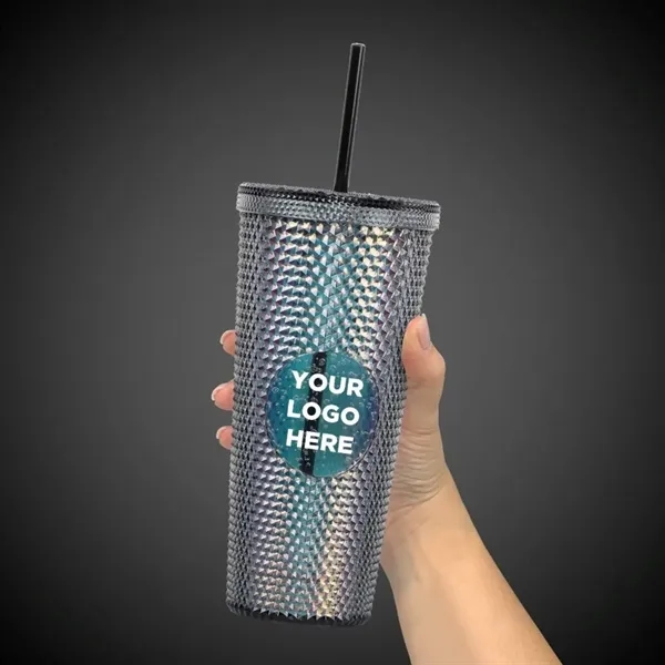 24 oz. Black diamond tumbler with straw.... from ASI 42016 Brighter Promotions Inc