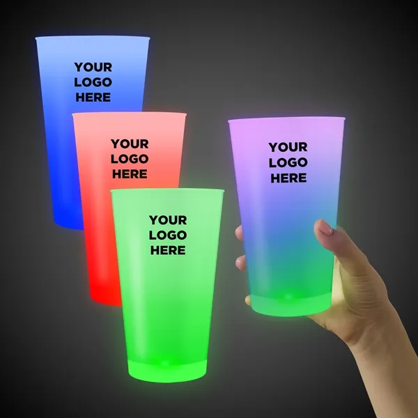 16 oz. opaque white plastic cup with built-in LED lights, in... from ASI 42016 Brighter Promotions Inc