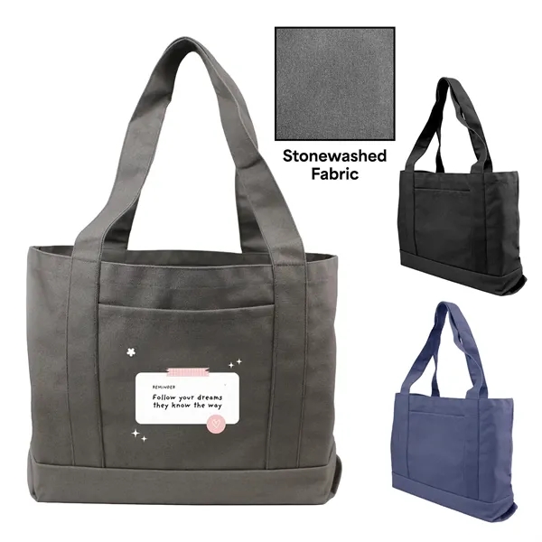 12 oz cotton canvas stonewashed boat tote (18"W x 12"H x... from ASI 37980 Bagworld