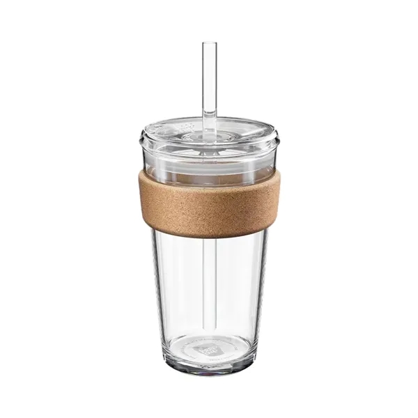 16oz glass cold cup with cork band and straw lid, ideal... from ASI 72657 Active Life Promo / Apres Ski Active Life