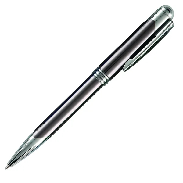Metal twist-action ballpoint pen with silver tone writing tip, pocket clip,... from ASI 68507 The Magnet Group / Castelli