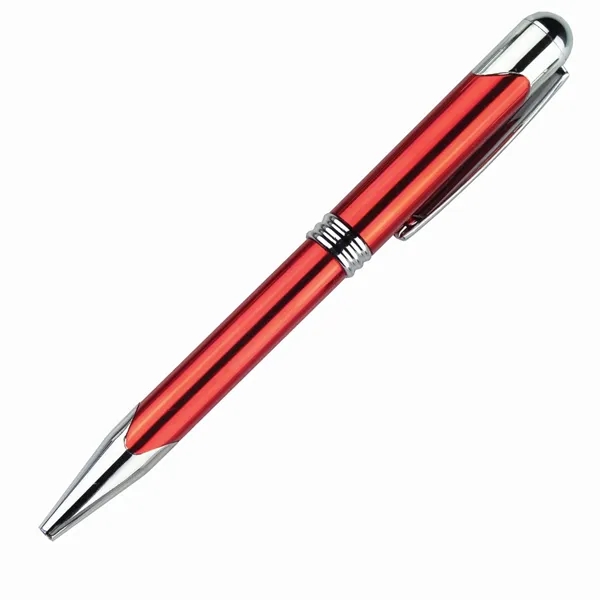 Metal twist-action ballpoint pen with silver tone writing tip, pocket clip,... from ASI 68507 The Magnet Group / Castelli