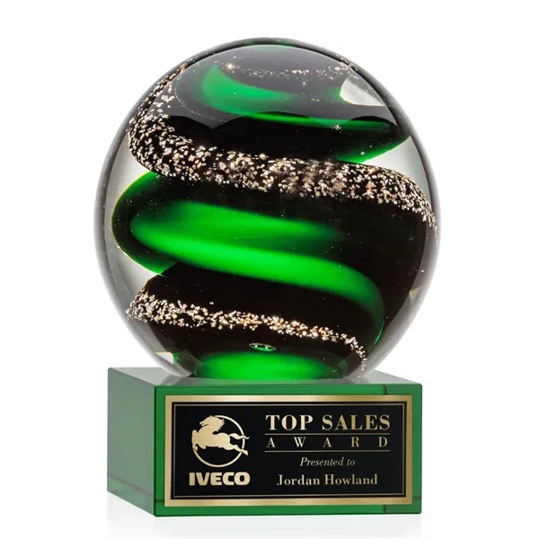 Magnificent Striking Zodiac Art Glass Award features twisting ribbons of emerald... from ASI 84592 St Regis Group / St Regis