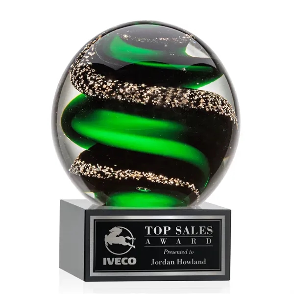 Magnificent Striking Zodiac Art Glass Award features twisting ribbons of emerald... from ASI 84592 St Regis Group / St Regis