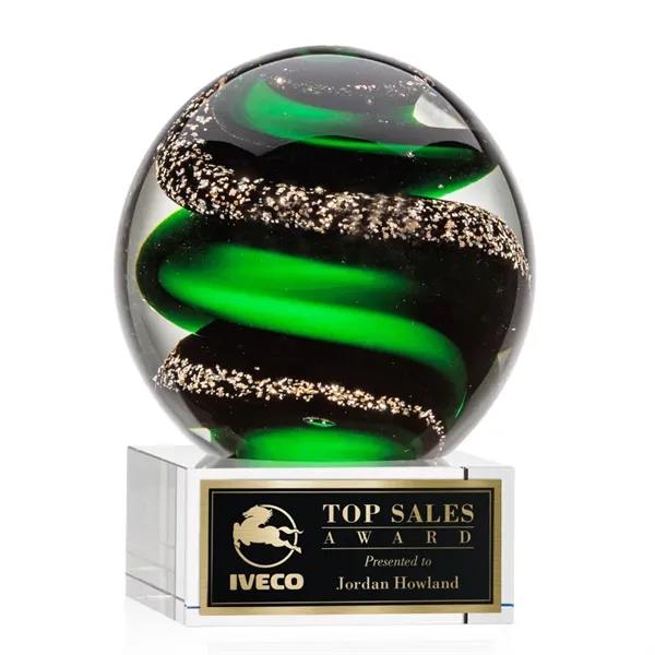 Magnificent Striking Zodiac Art Glass Award features twisting ribbons of emerald... from ASI 84592 St Regis Group / St Regis