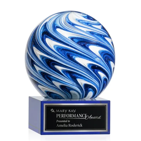 The mesmerizing Naples Art Glass Award features blue and white swirls... from ASI 84592 St Regis Group / St Regis