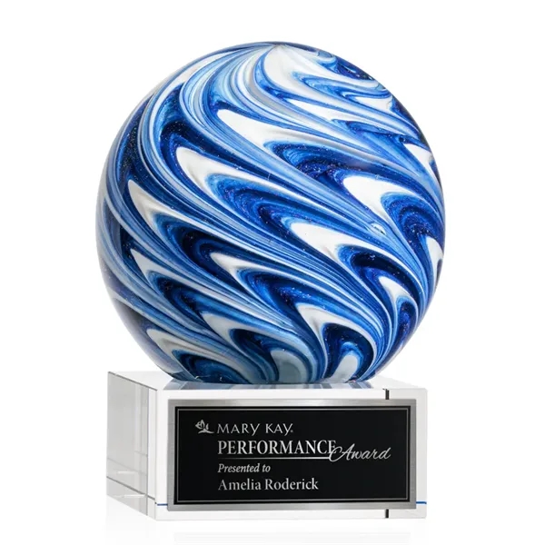 The mesmerizing Naples Art Glass Award features blue and white swirls... from ASI 84592 St Regis Group / St Regis