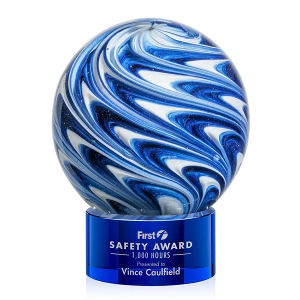 The mesmerizing Naples Art Glass Award features blue and white swirls... from ASI 84592 St Regis Group / St Regis