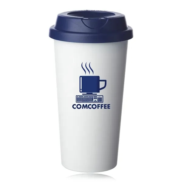 16 oz. insulated plastic coffee tumbler with matte color finish and... from ASI 39552 BEL Promo