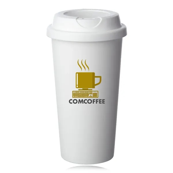 16 oz. insulated plastic coffee tumbler with matte color finish and... from ASI 39552 BEL Promo