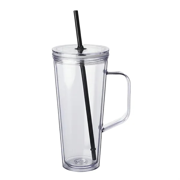 24 oz. double wall plastic tumbler with handle and straw with... from ASI 37218 Athena Promo (tm)