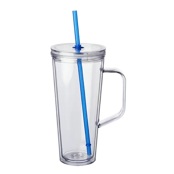 24 oz. double wall plastic tumbler with handle and straw with... from ASI 37218 Athena Promo (tm)