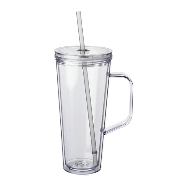 24 oz. double wall plastic tumbler with handle and straw with... from ASI 37218 Athena Promo (tm)