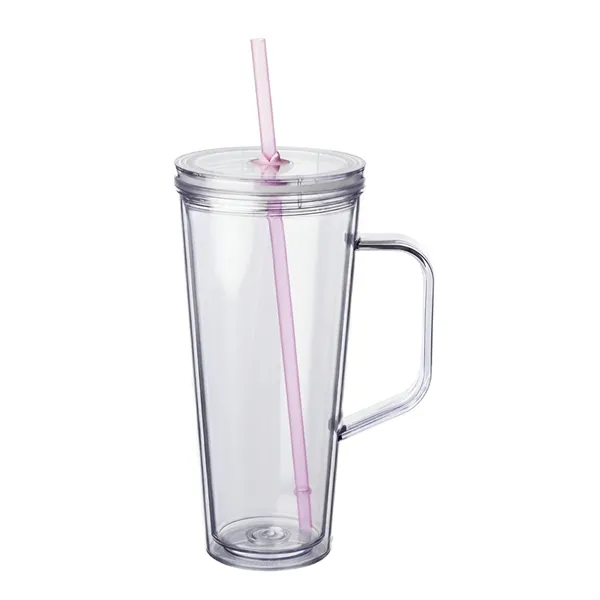 24 oz. double wall plastic tumbler with handle and straw with... from ASI 37218 Athena Promo (tm)