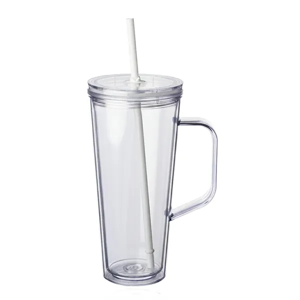 24 oz. double wall plastic tumbler with handle and straw with... from ASI 37218 Athena Promo (tm)