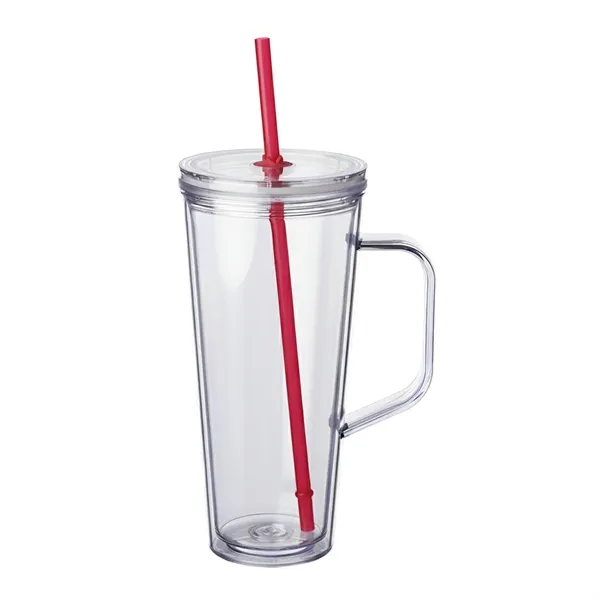 24 oz. double wall plastic tumbler with handle and straw with... from ASI 37218 Athena Promo (tm)