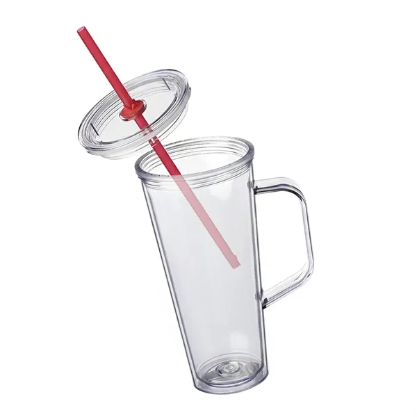 24 oz. double wall plastic tumbler with handle and straw with... from ASI 37218 Athena Promo (tm)